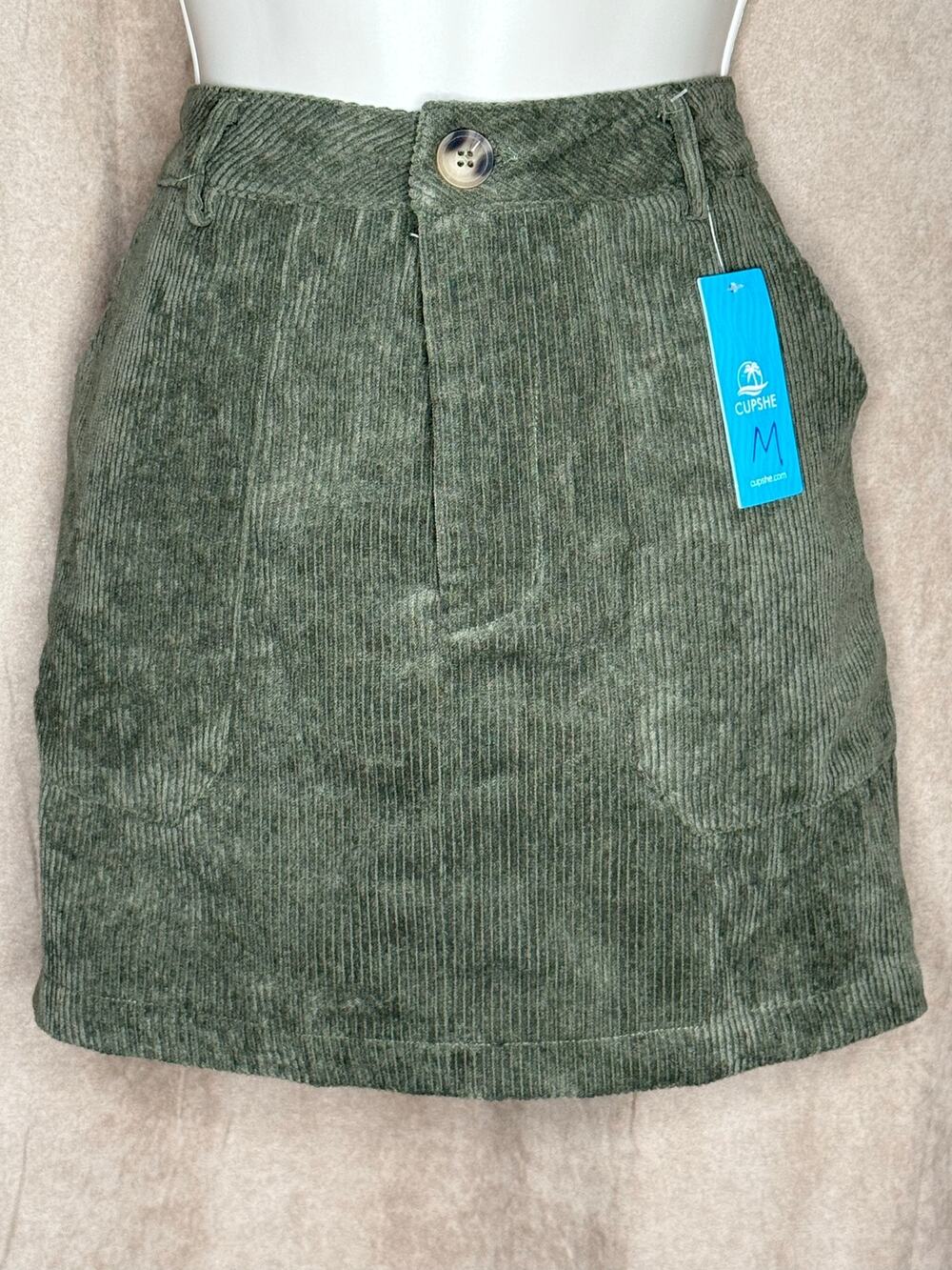 Cupshe Olive Green Corduroy Mini Skirt M NWT